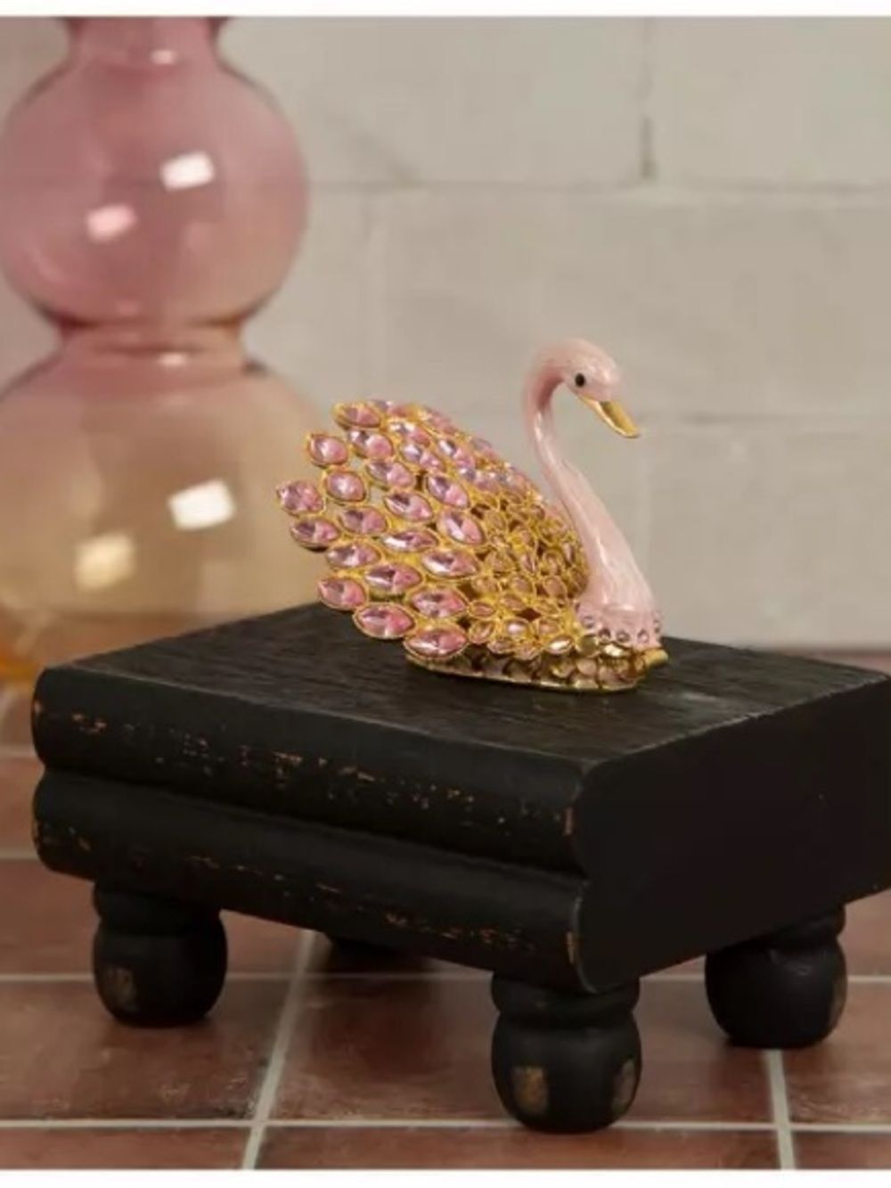 New Swan Rhinestone Jewelry Trinket Box